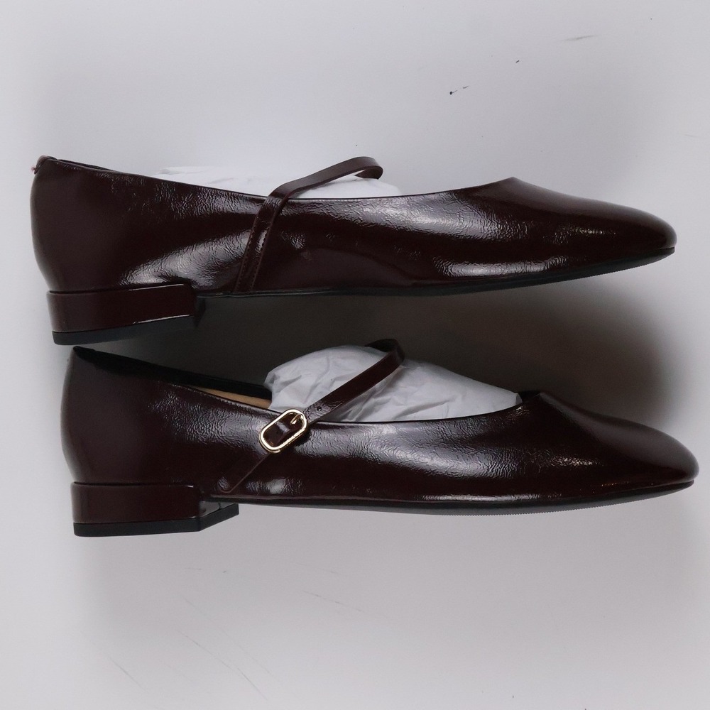Charles & Keith Mary Jane Flats Gertrude Burgundy Patent 38 NEW